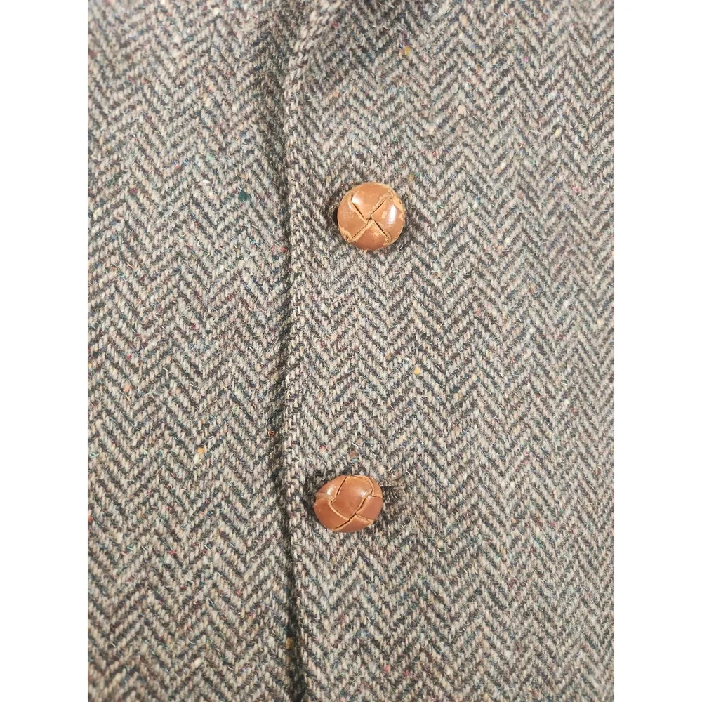 Vintage 80's Levi's Menswear Herringbone Wool Tweed Blazer 36L Made In USA
